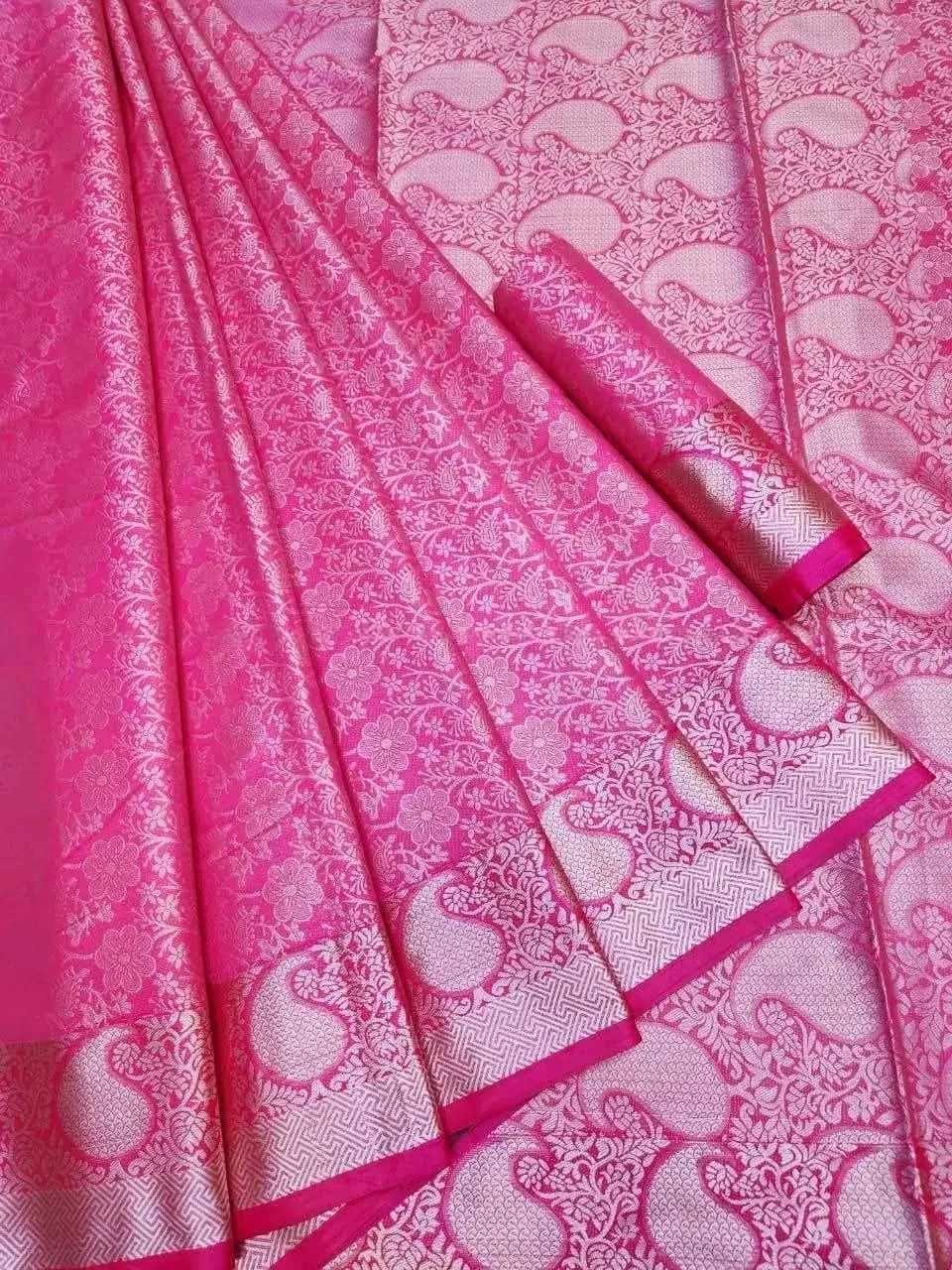 Purnima Rose Katan Saree — Blush Rose